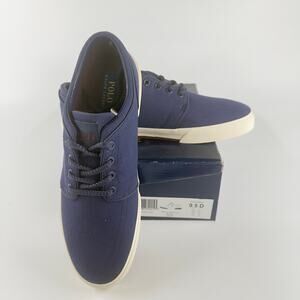 Polo Ralph Lauren Faxon Low Canvas Sneakers Navy Blue Men’s 9.5 D NIB